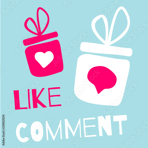Like and comment giveaway contest. Vector illustration.