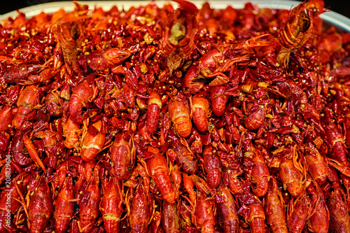 Boiled red crawfish lobsters.