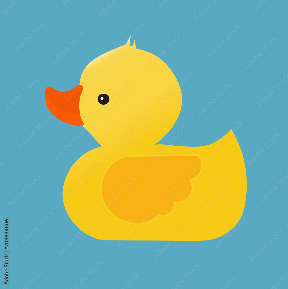 Isolated Yellow Duck on Blue Background. Isolated Yellow Duck on Blue Background.
