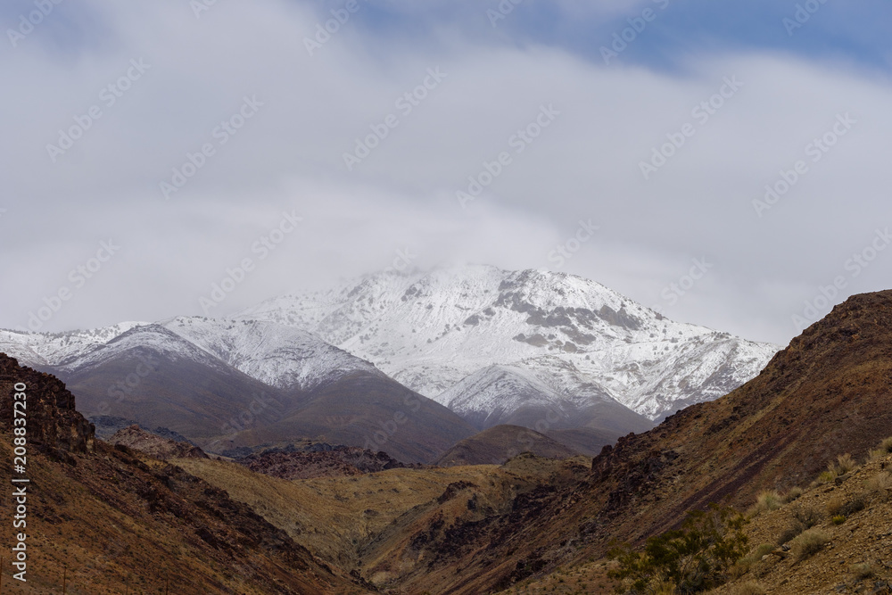 Snow-covered rugged peaks of the Sierra mountains