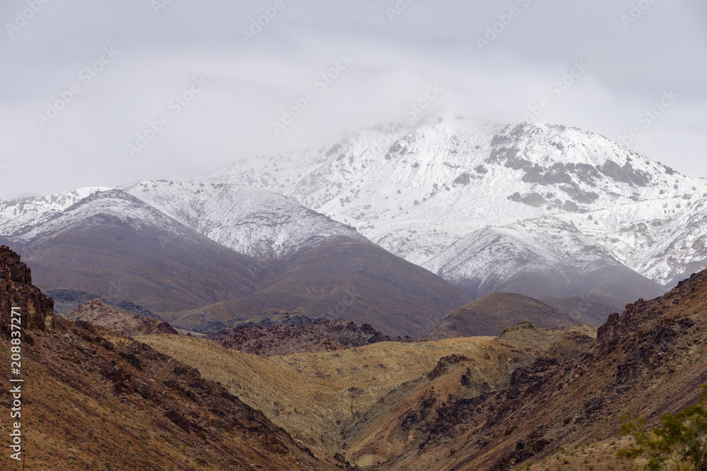 Snow-covered rugged peaks of the Sierra mountains