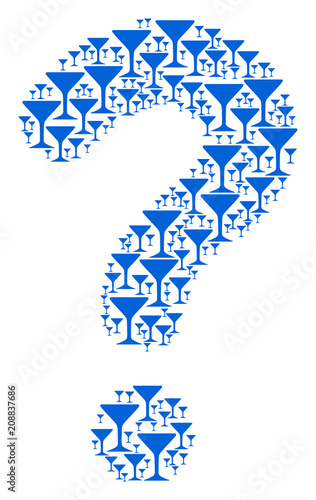 Question mark shape composed of alcohol glass icons. Vector alcohol glass icons are composed into secret figure. To drink or not to drink