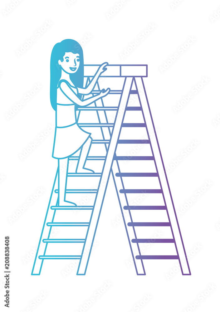 woman climbing stepladder with swimsuit character vector illustration design woman climbing stepladder with swimsuit character vector illustration design