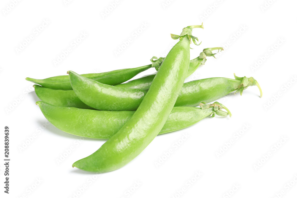 Delicious fresh green peas on white background Delicious fresh green peas on white background