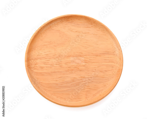 Wood tray on white background