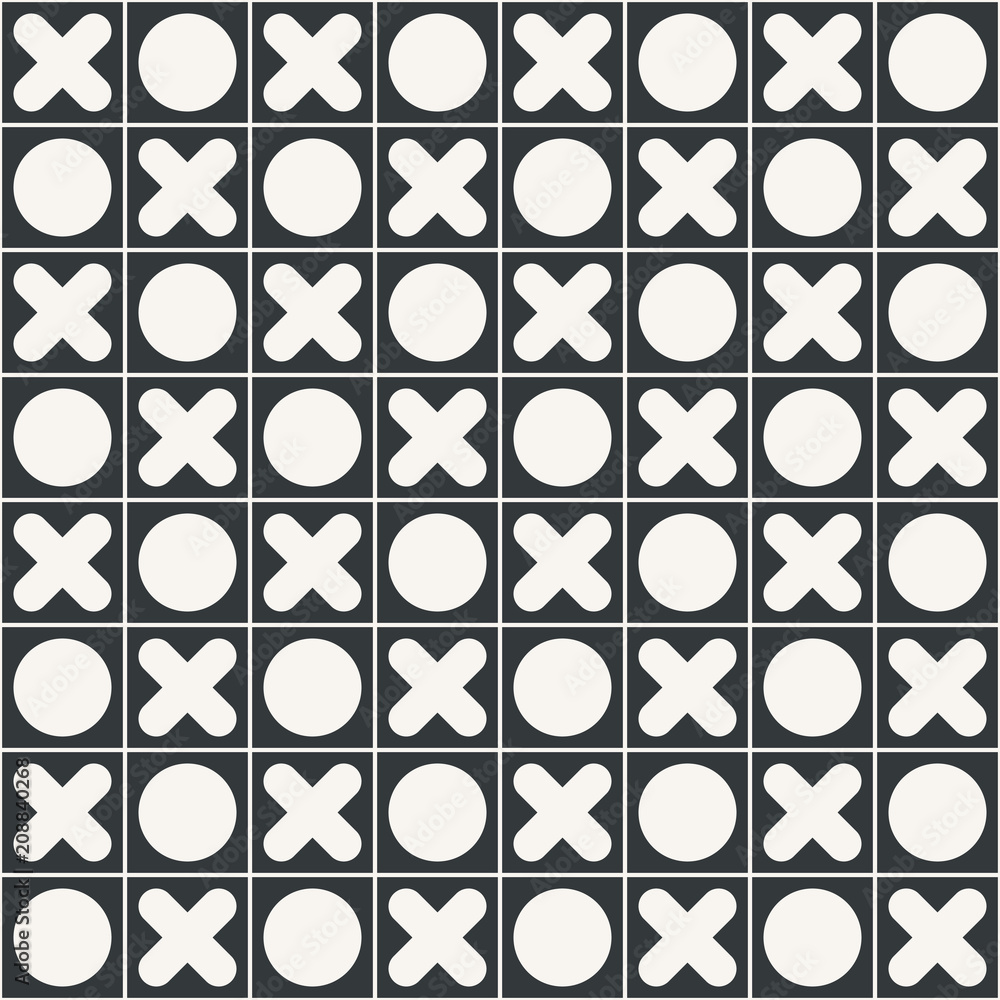Tic Tac Toe game seamless abstract pattern monochrome or two colors vector Tic Tac Toe game seamless abstract pattern monochrome or two colors vector
