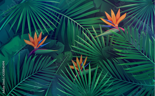tropical leaves seamless pattern