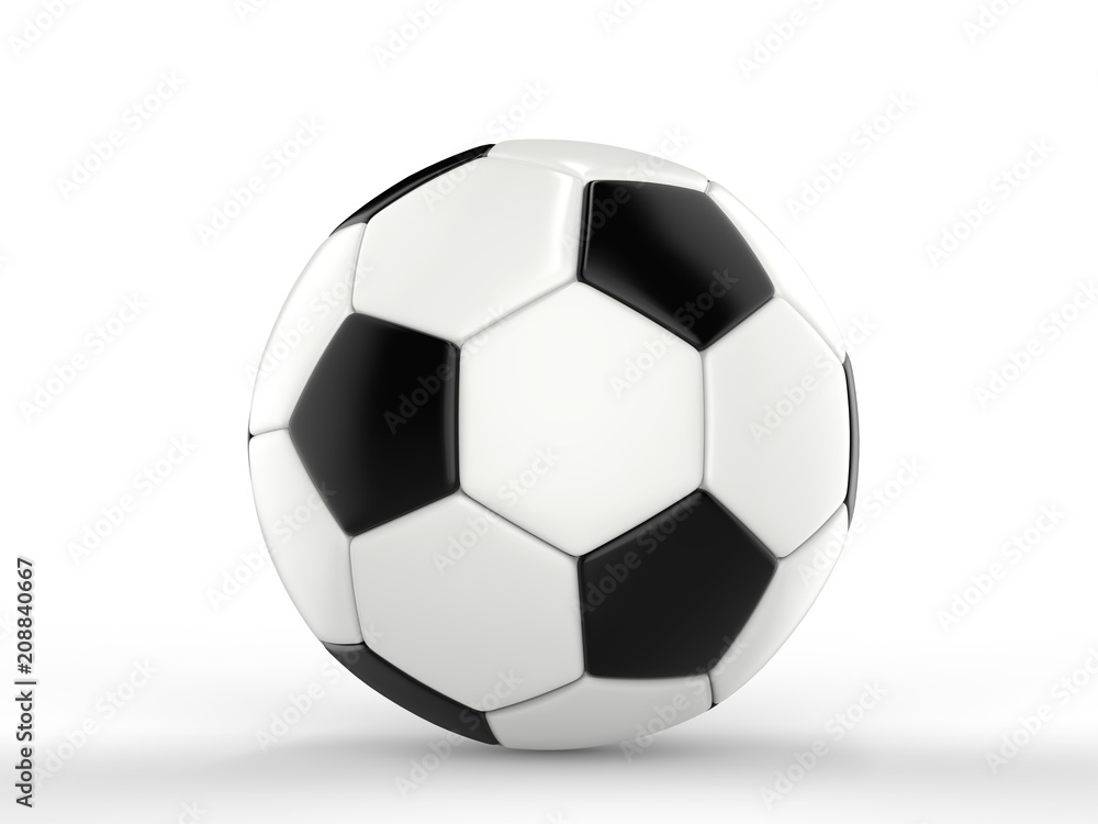 Classic black and white football - side view - closeup shot