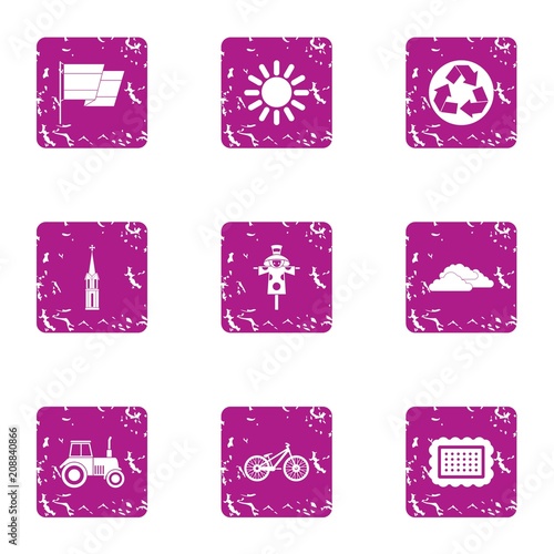 Safe plastic icons set. Grunge set of 9 safe plastic vector icons for web isolated on white background