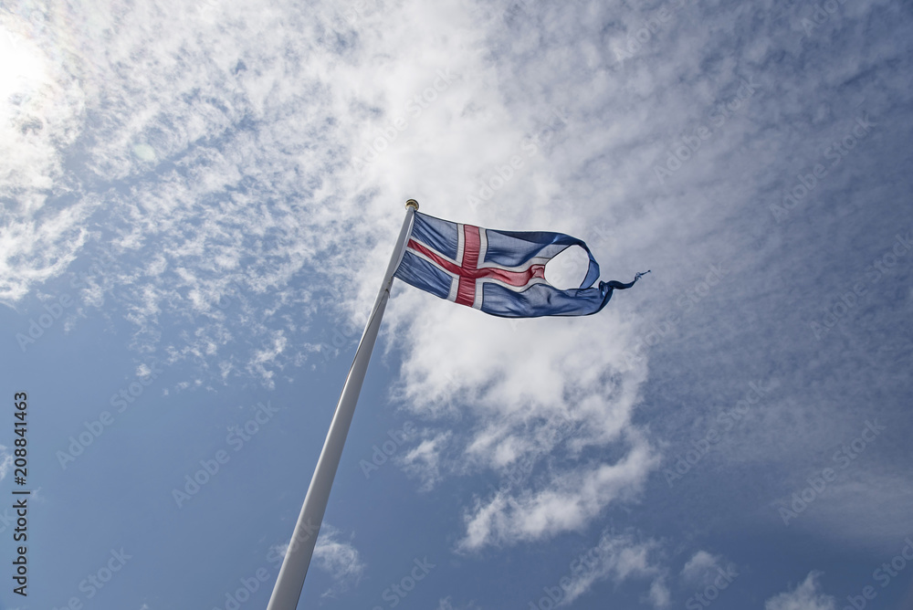 Fototapeta premium Iceland Flag - Blue Sky