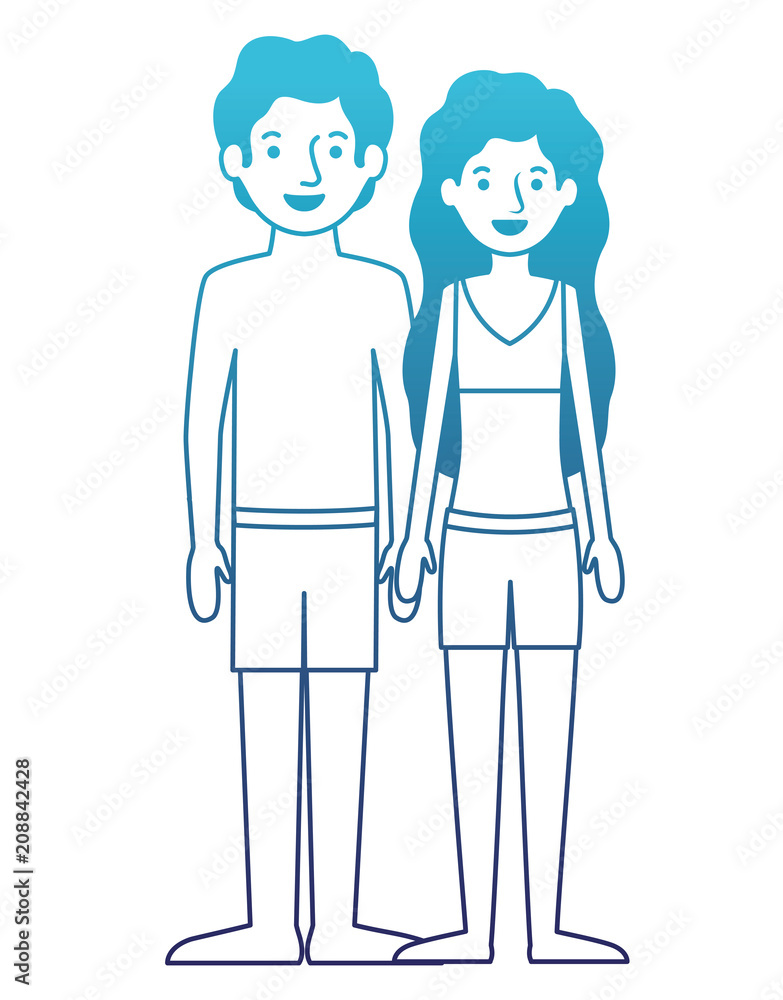 young couple with swimsuit avatars characters character vector illustration young couple with swimsuit avatars characters character vector illustration