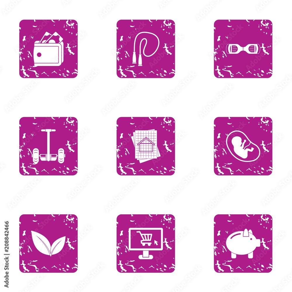 Children technology icons set. Grunge set of 9 children technology vector icons for web isolated on white background Children technology icons set. Grunge set of 9 children technology vector icons for web isolated on white background