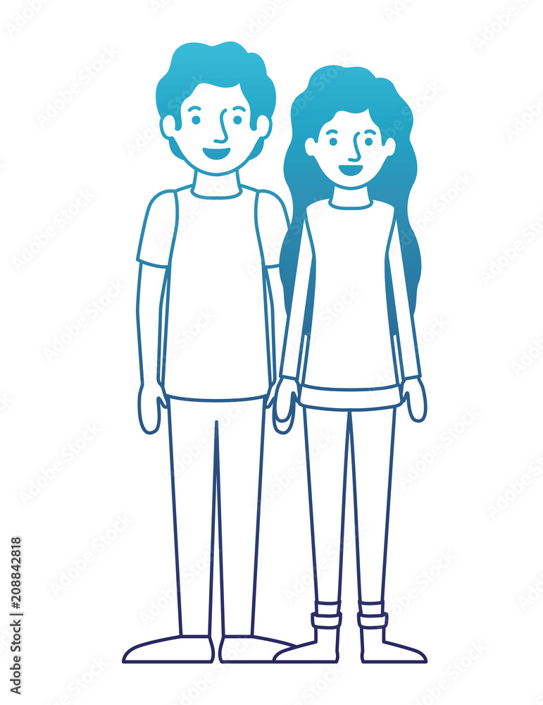 young couple avatars characters vector illustration design young couple avatars characters vector illustration design