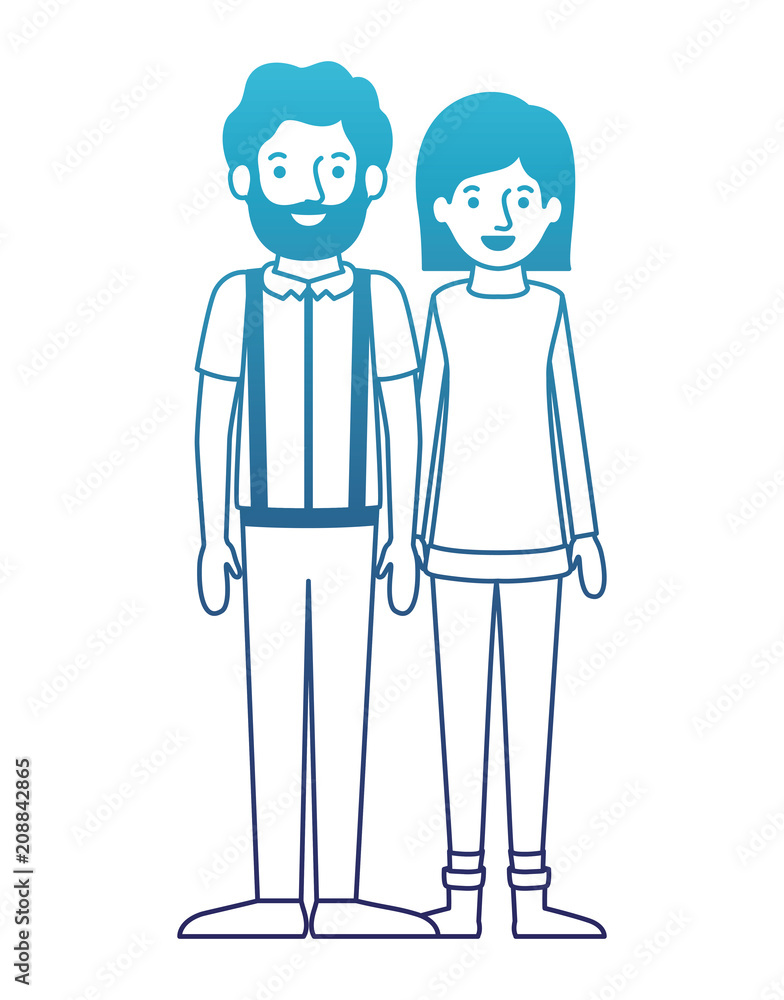 young couple avatars characters vector illustration design young couple avatars characters vector illustration design