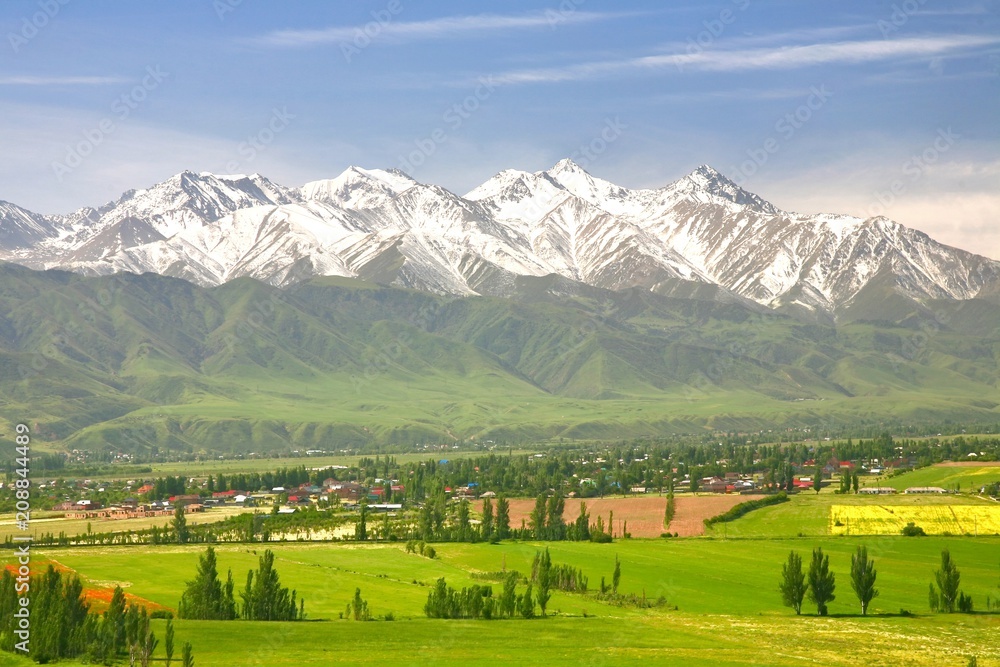 The beautiful scenic in Bishkek  with the Tian Shan mountains of Kyrgyzstan