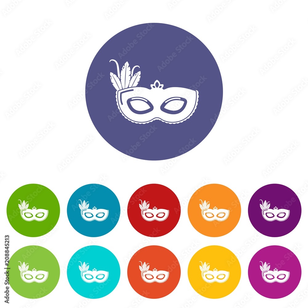 Carnival mask icons color set vector for any web design on white background