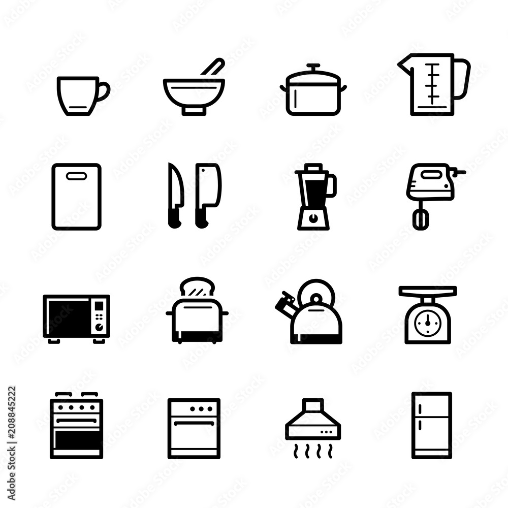 Kitchen icons with White Background Kitchen icons with White Background