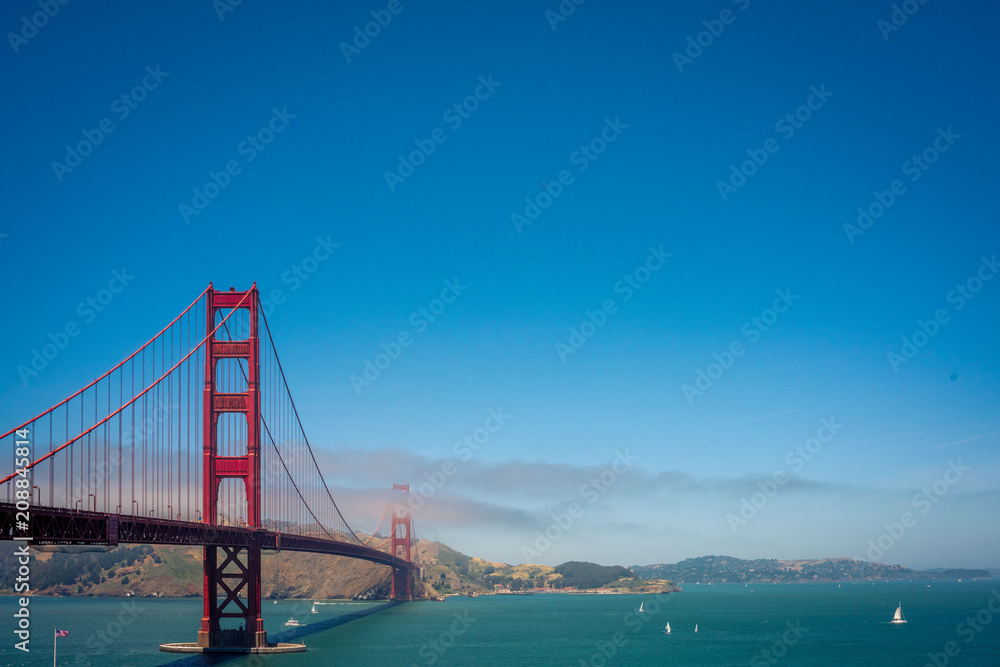 Golden gate bridge vivid day landscape, San Francisco, USA