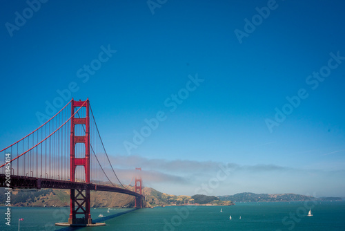 Golden gate bridge vivid day landscape, San Francisco, USA