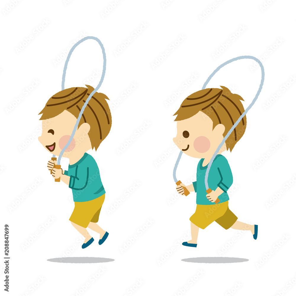 縄跳びをする男の子