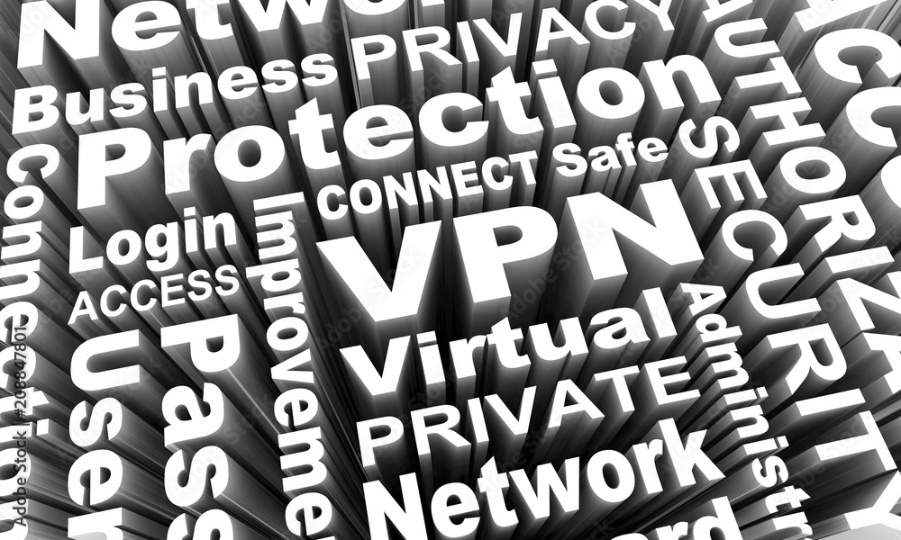 VPN Virtual Private Network Security Access Words 3d Render Illustration VPN Virtual Private Network Security Access Words 3d Render Illustration