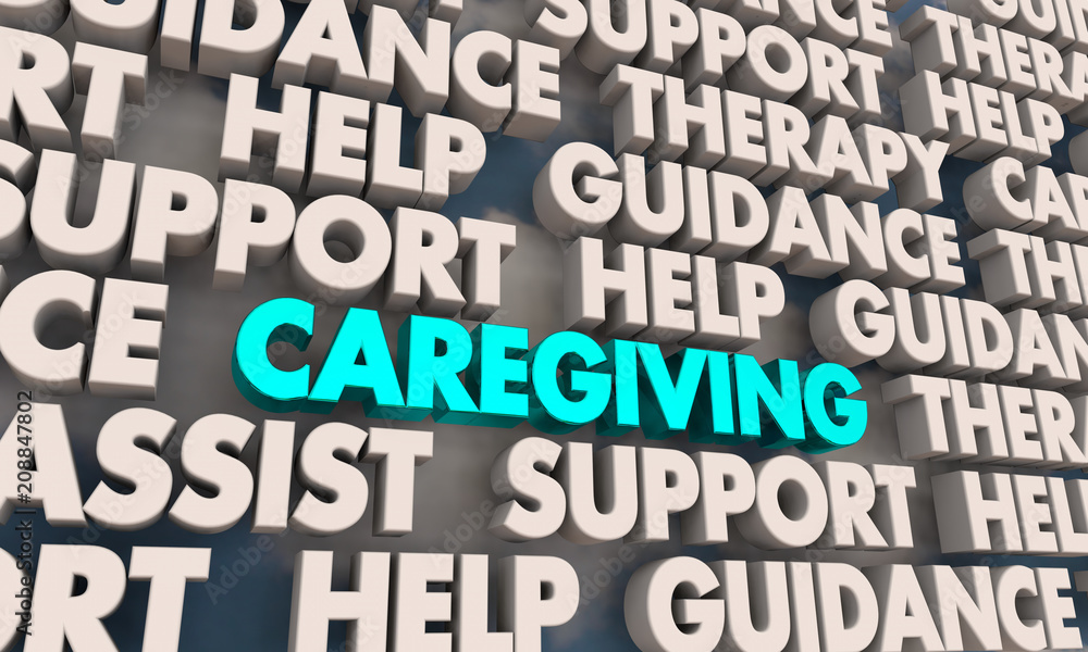 Caregiving Assistance Help Support Caregiver Words 3d Render Illustration Caregiving Assistance Help Support Caregiver Words 3d Render Illustration