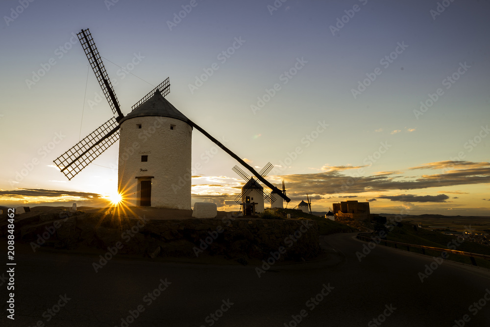 windmill, wind, quixote