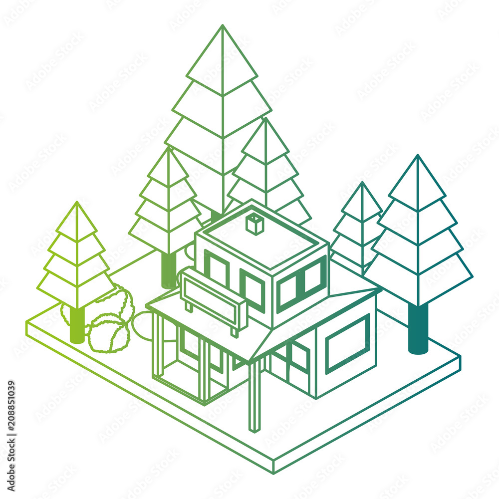 exterior house with landscape isometric icon vector illustration design exterior house with landscape isometric icon vector illustration design