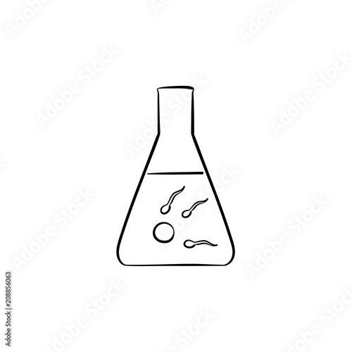Sperms and egg in test tube hand drawn outline doodle icon. In vitro fertilization, ivf pregnancy concept vector sketch illustration for print, web, mobile and infographics on white background.