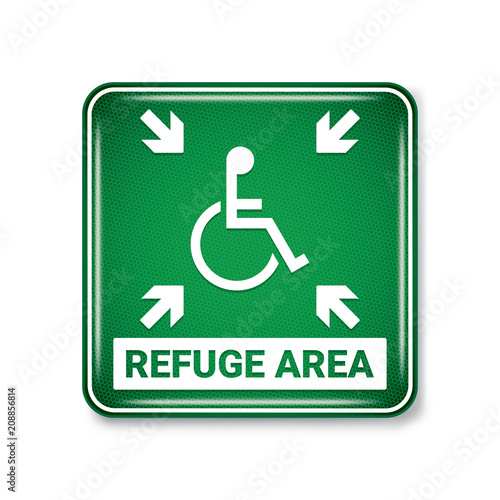 Vector and illustration graphic style,Accessible Refuge Area Symbol on white background,Attracting attention Security First sign,Idea for presentation EPS10.