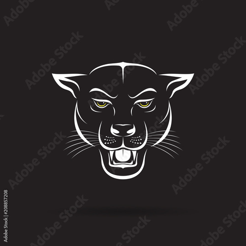 Fototapeta Naklejka Na Ścianę i Meble -  Vector of an angry panther head on black background. Wild Animals. Vector illustration. Easy editable layered vector illustration.