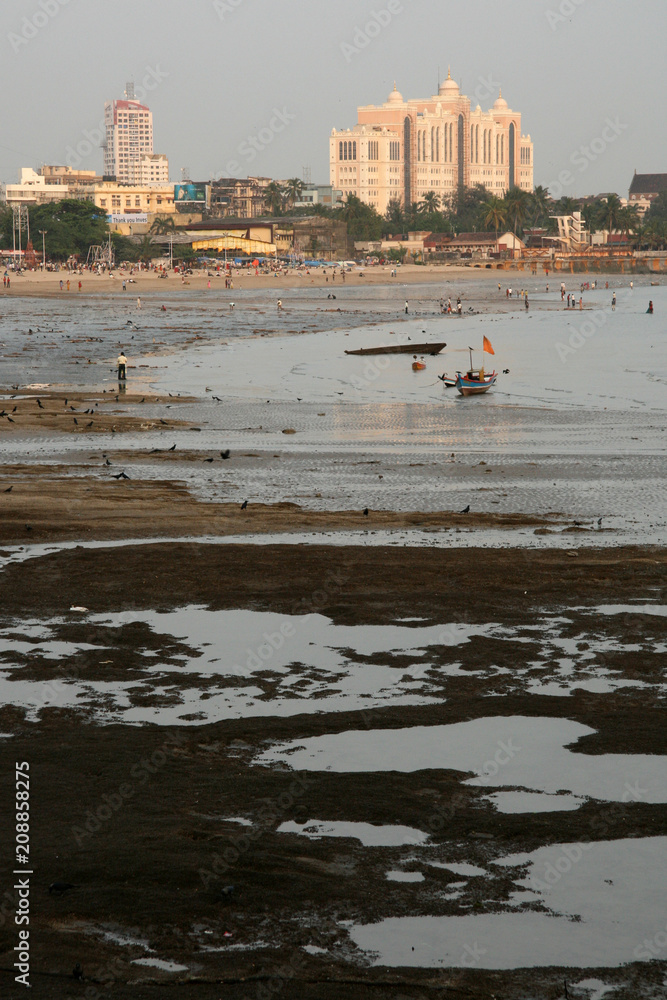 Naklejka premium Chowpatty Beach, Mumbai, India