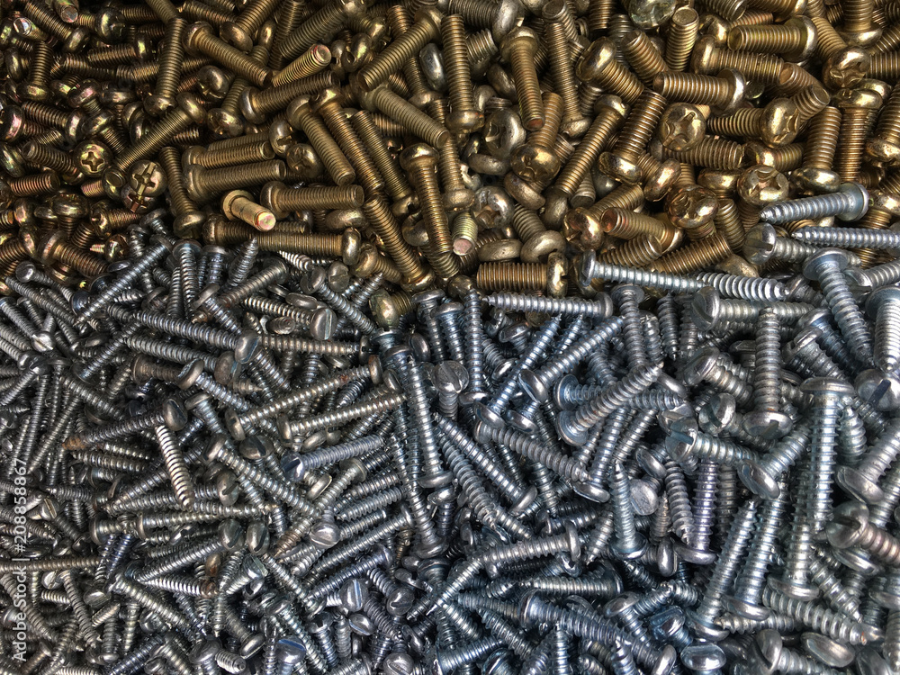 Screws,Nuts and bolts are stacked for selling-Top view Screws,Nuts and bolts are stacked for selling-Top view