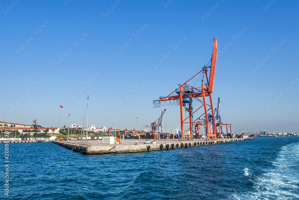 Istanbul, Turkey, 8 June 2018: Haydarpasa port at Kadikoy district of Istanbul