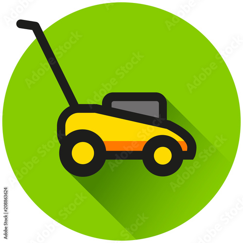lawn mower circle green icon