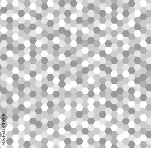 White and gray hexagonal abstract background. Seamless mosaic vector pattern. Grunge overlay texture random lines. Vector illustration