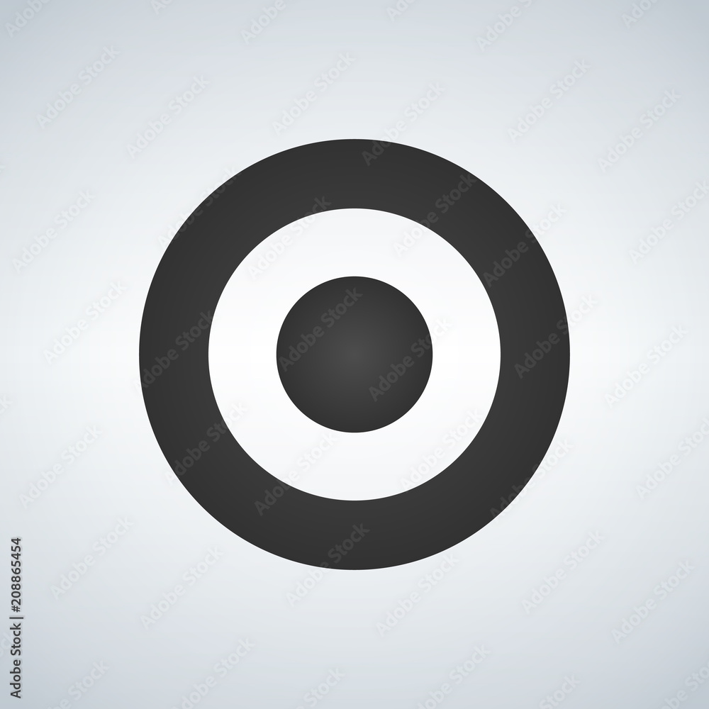 Target aim icon, circle target symbol, vector illustration isolated on white background. Target aim icon, circle target symbol, vector illustration isolated on white background.