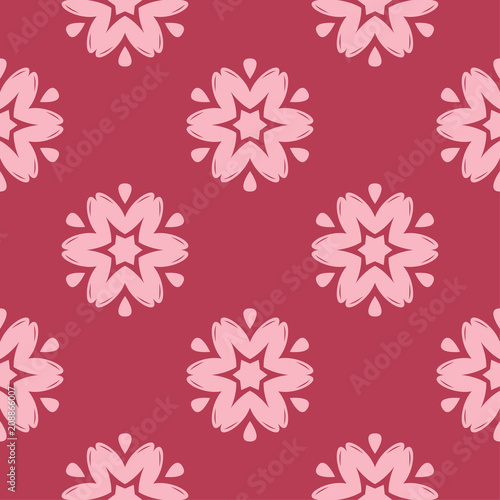 Floral seamless pattern on red background