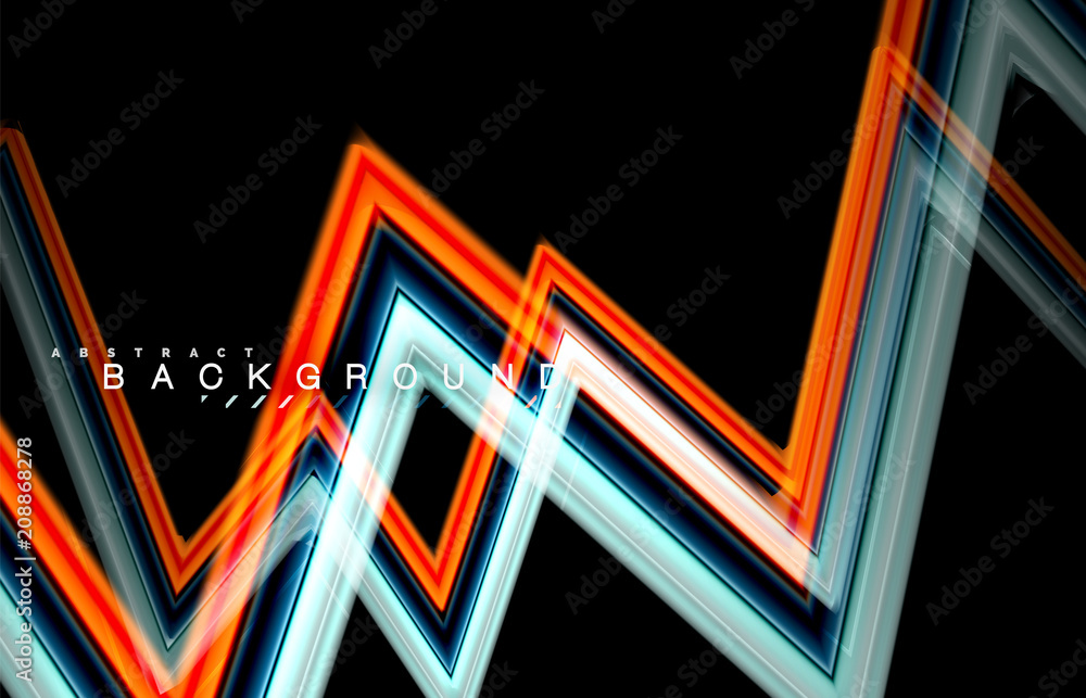 Fototapeta premium Geometric shapes created with fluid multicolored lines