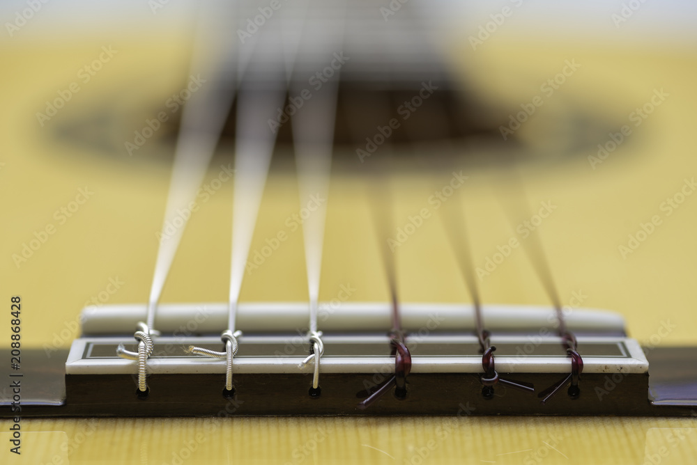 Nudos en el puente de una guitarra. Nudos en el puente de una guitarra.