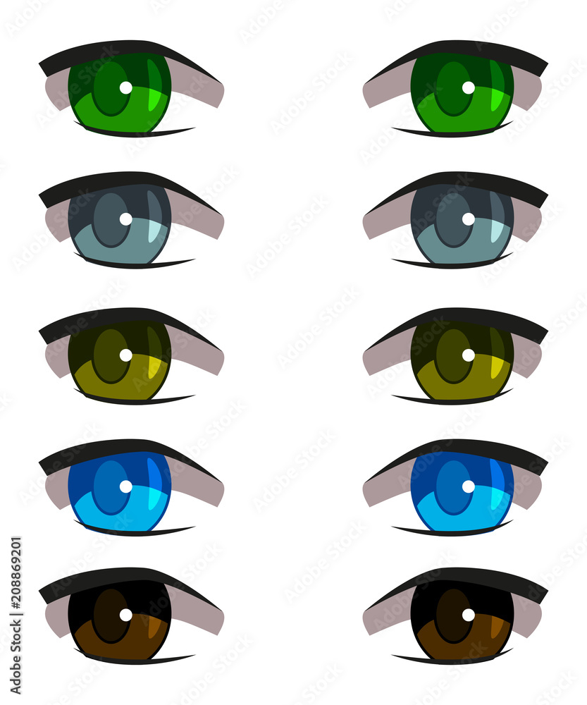 set of different anime eyes, beautiful, with eyelashes. Stock Vector |  Adobe Stock