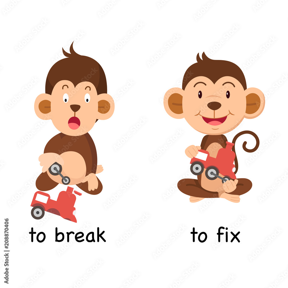 Opposite to break and to fix vector illustration Opposite to break and to fix vector illustration