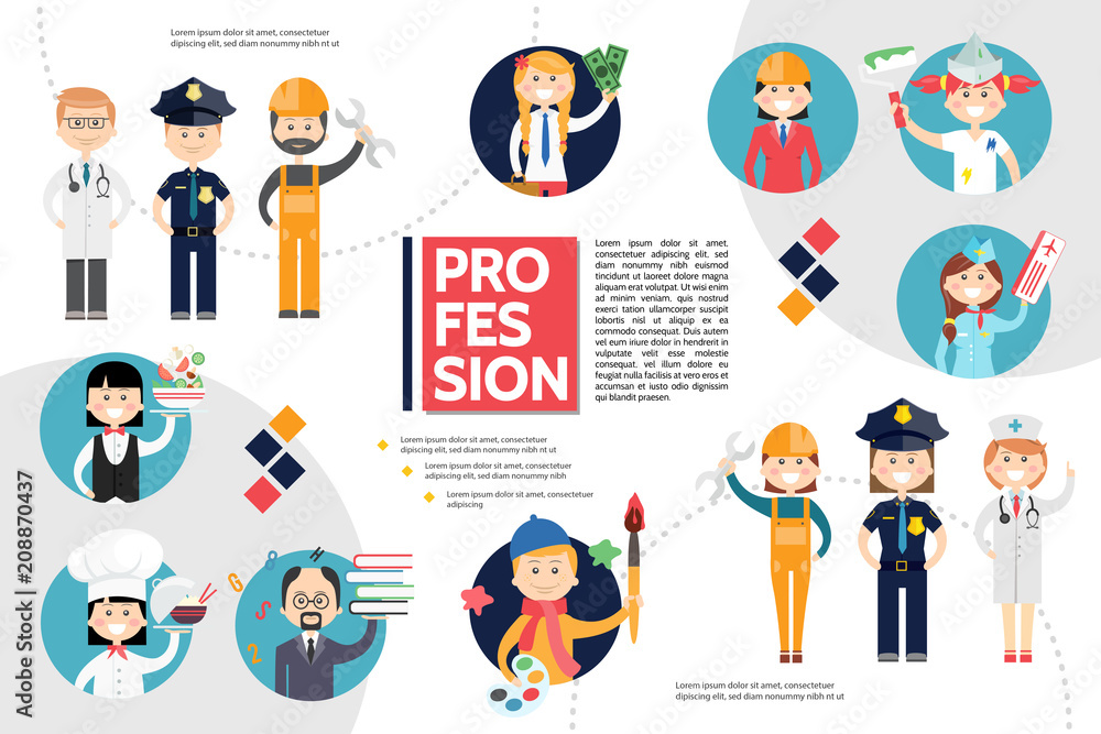 Flat Professions Infographic Concept Flat Professions Infographic Concept