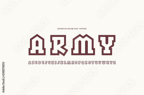 Hollow slab serif font in military style