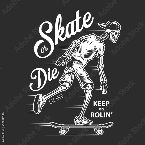Vintage skateboarding white logotype