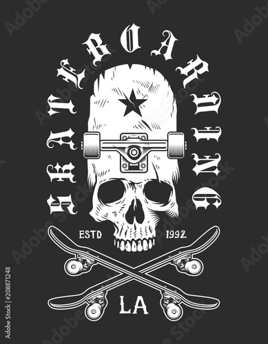 Vintage skateboarding monochrome emblem