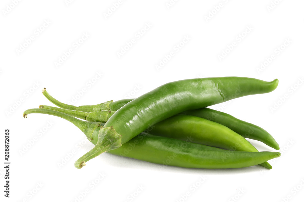 Green chilli pepper isolated on white background. Green chilli pepper isolated on white background.