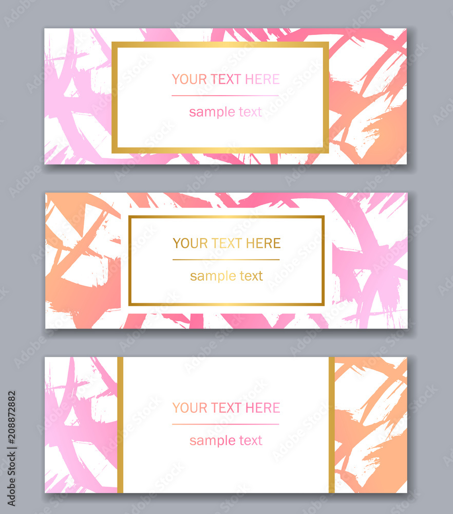 Set of banners templates. Modern abstract design. Hand drawn ink pattern.