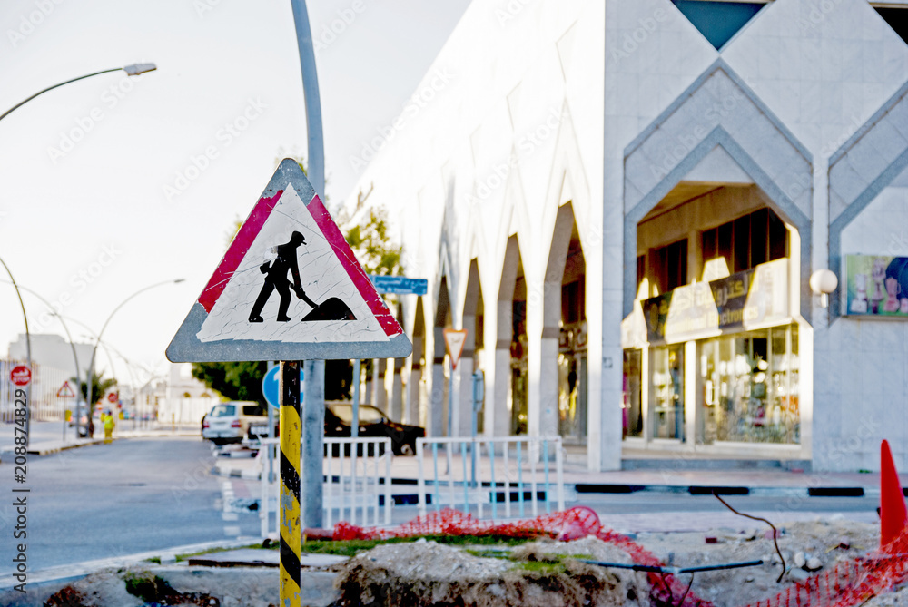 Naklejka premium 道路工事の標識