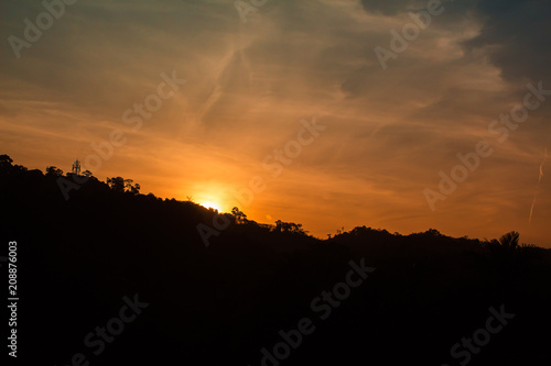 Sun rise at the Island phuket Thailand. Tropical zone Southern